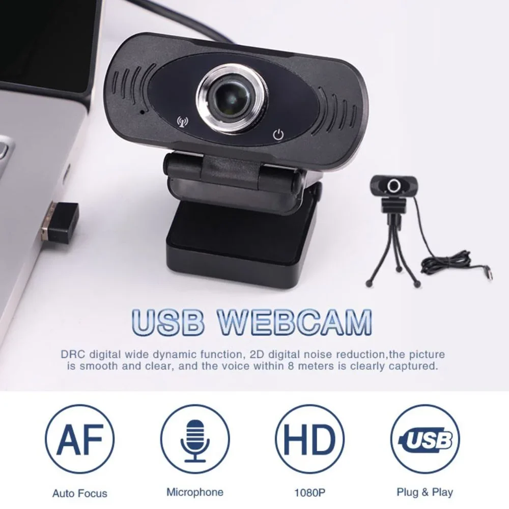 Full HD Webcam 1080P Clip-On USB with Microphone Privacy Filter & Tripod